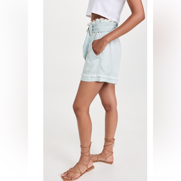 Ramy Brook Belted Paper Bag Giselle Shorts Chambray NWT Size XS - Picture 6 of 13